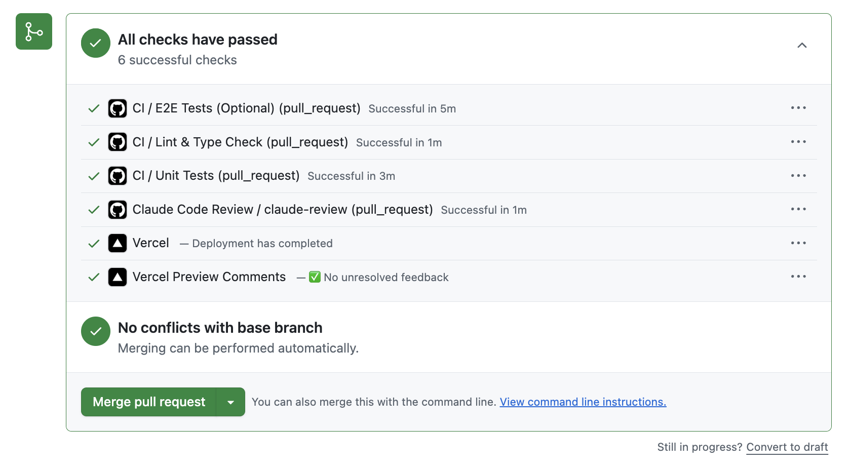 GitHub PR checks passed